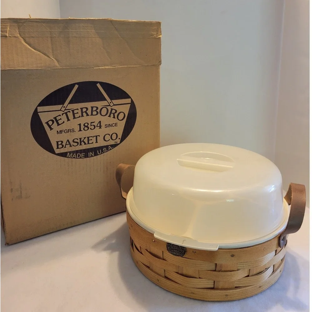 Peterboro Basket Serving Relish Tray Divided Picnic Carrier Farmhouse Wood Large